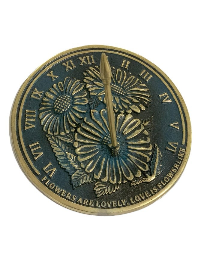 IOTC ARMOURY Solid Brass 10" Dia Flowers Garden Sundial with Verdigris Highlights Sundial, Wedding Gift, Birthday Gift Idea,Couple Gift Sundial Idea - Image 1